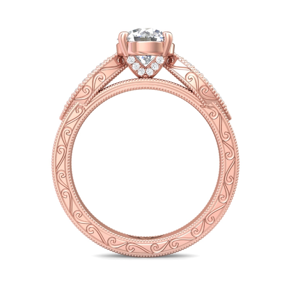 14K Rose Gold Round Diamond Engagement Ring