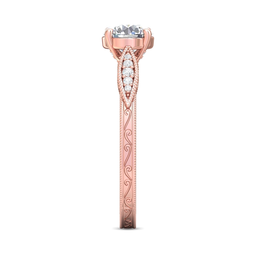 14K Rose Gold Round Diamond Engagement Ring