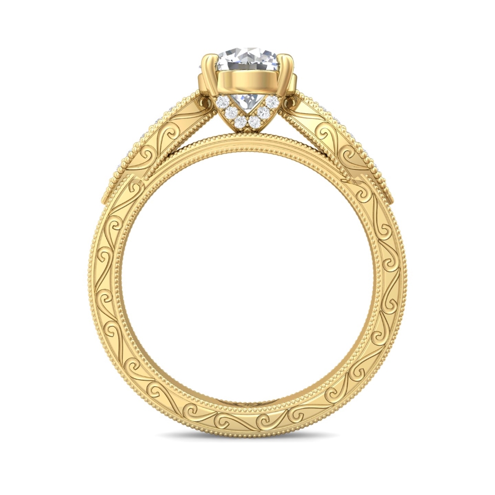 14K Yellow Gold Round Diamond Engagement Ring