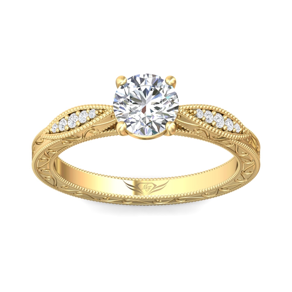 18K Yellow Gold Round Diamond Engagement Ring
