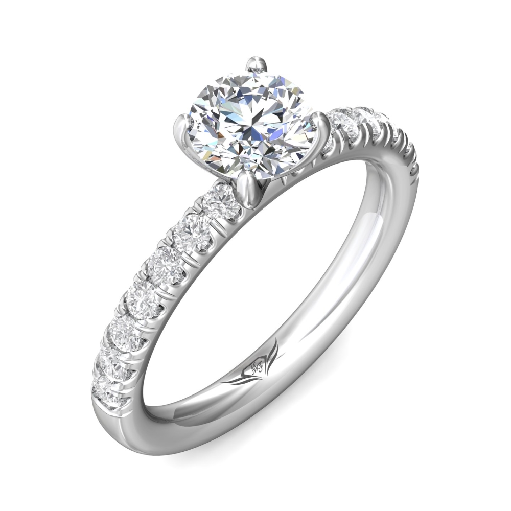 18K White Gold Round Diamond Engagement Ring