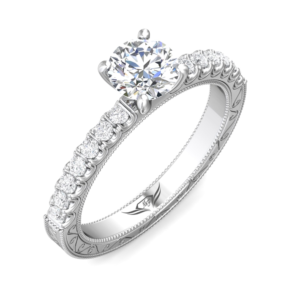  Platinum Round Diamond Engagement Ring