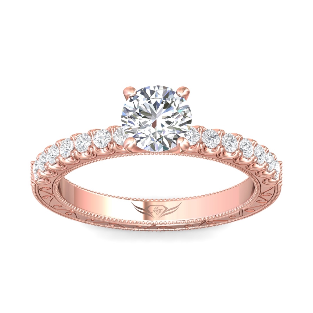 18K Rose Gold Round Diamond Engagement Ring