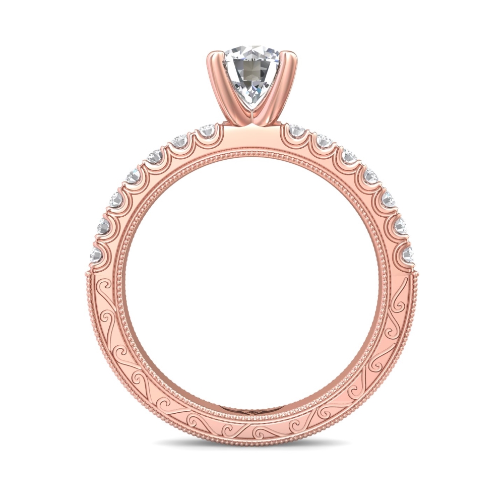 18K Rose Gold Round Diamond Engagement Ring
