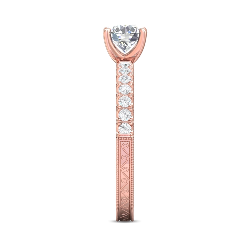 18K Rose Gold Round Diamond Engagement Ring