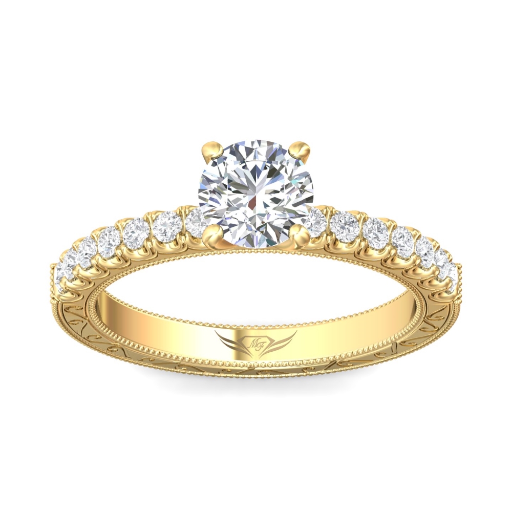 14K Yellow Gold Round Diamond Engagement Ring