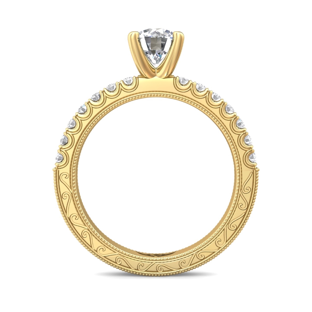 14K Yellow Gold Round Diamond Engagement Ring