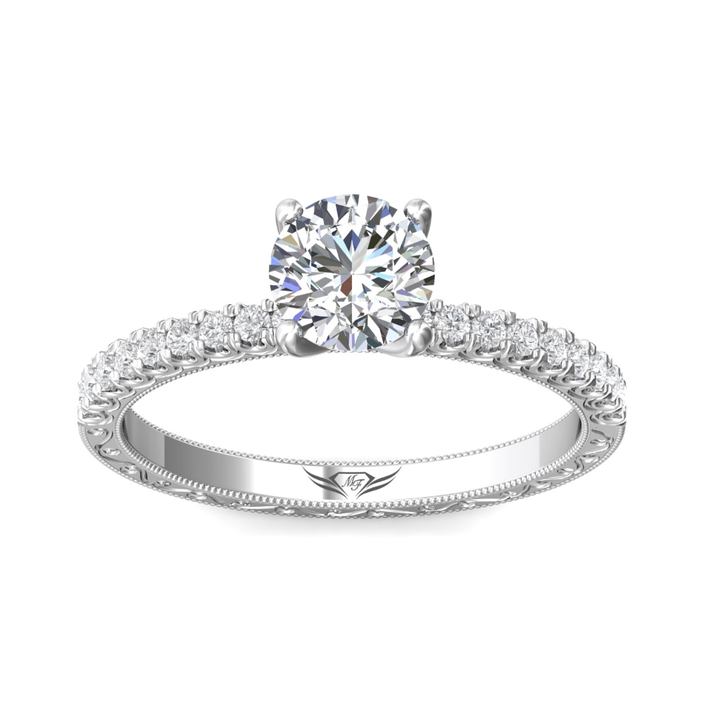 18K White Gold Round Diamond Engagement Ring