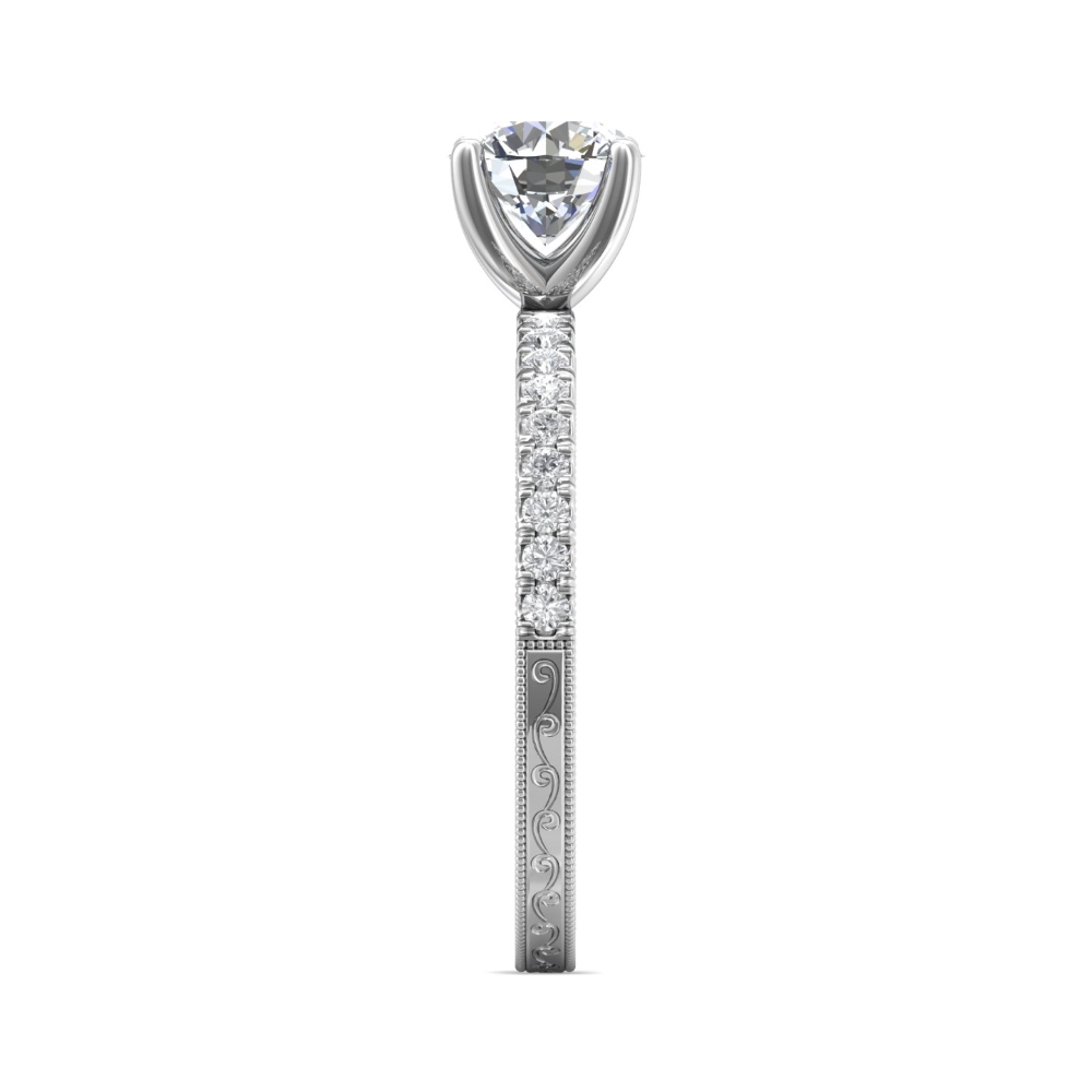 18K White Gold Round Diamond Engagement Ring