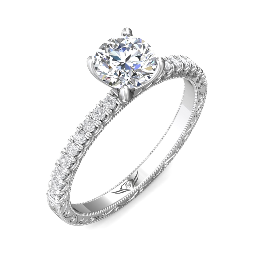 18K White Gold Round Diamond Engagement Ring
