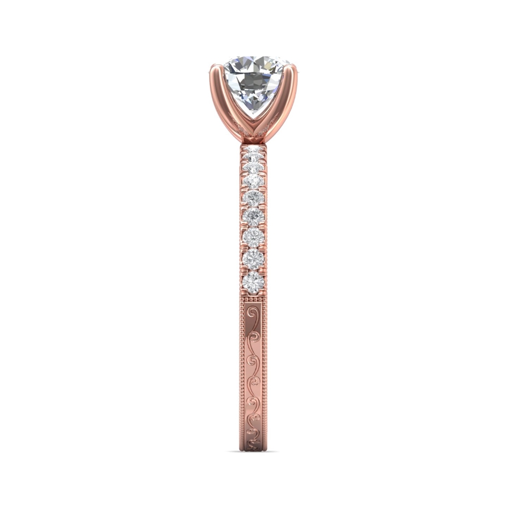 18K Rose Gold Round Diamond Engagement Ring
