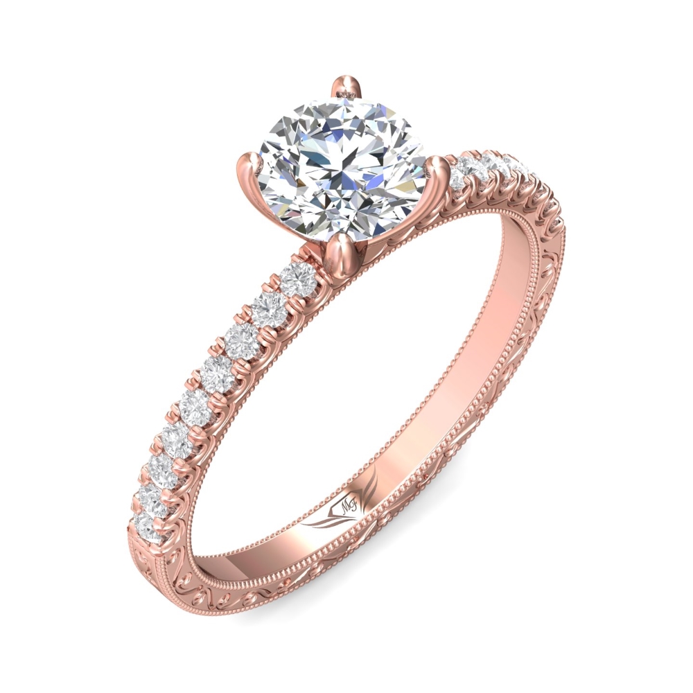 18K Rose Gold Round Diamond Engagement Ring