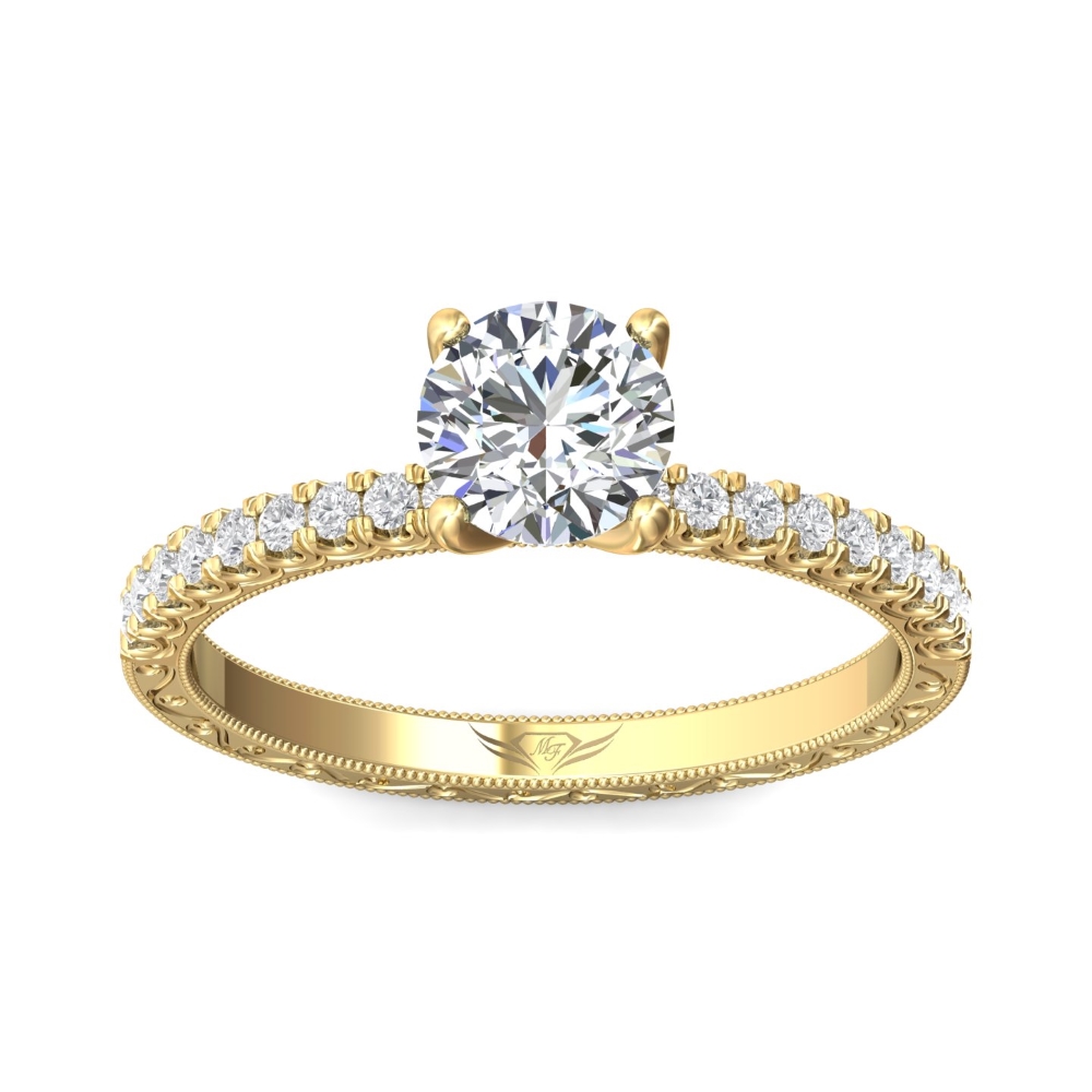 14K Yellow Gold Round Diamond Engagement Ring