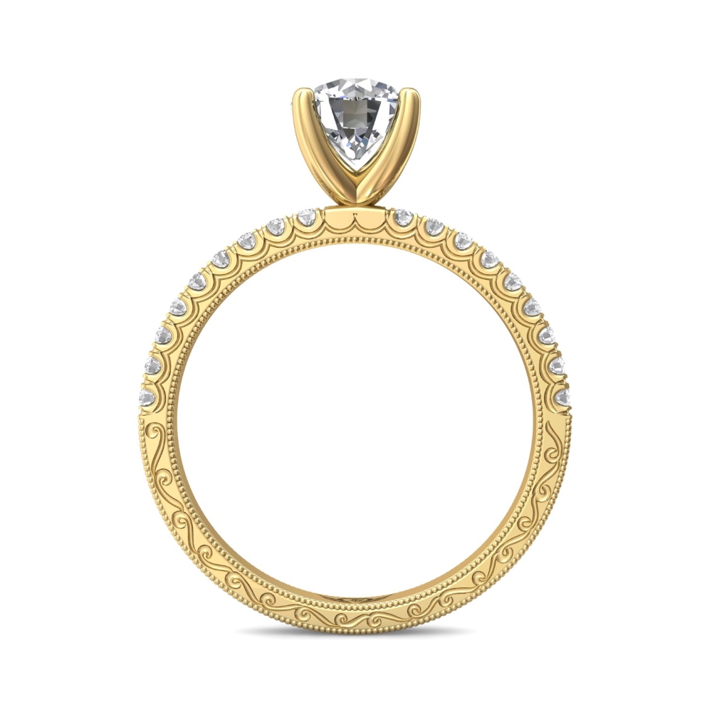 14K Yellow Gold Round Diamond Engagement Ring