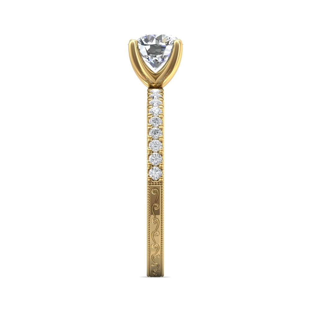 14K Yellow Gold Round Diamond Engagement Ring