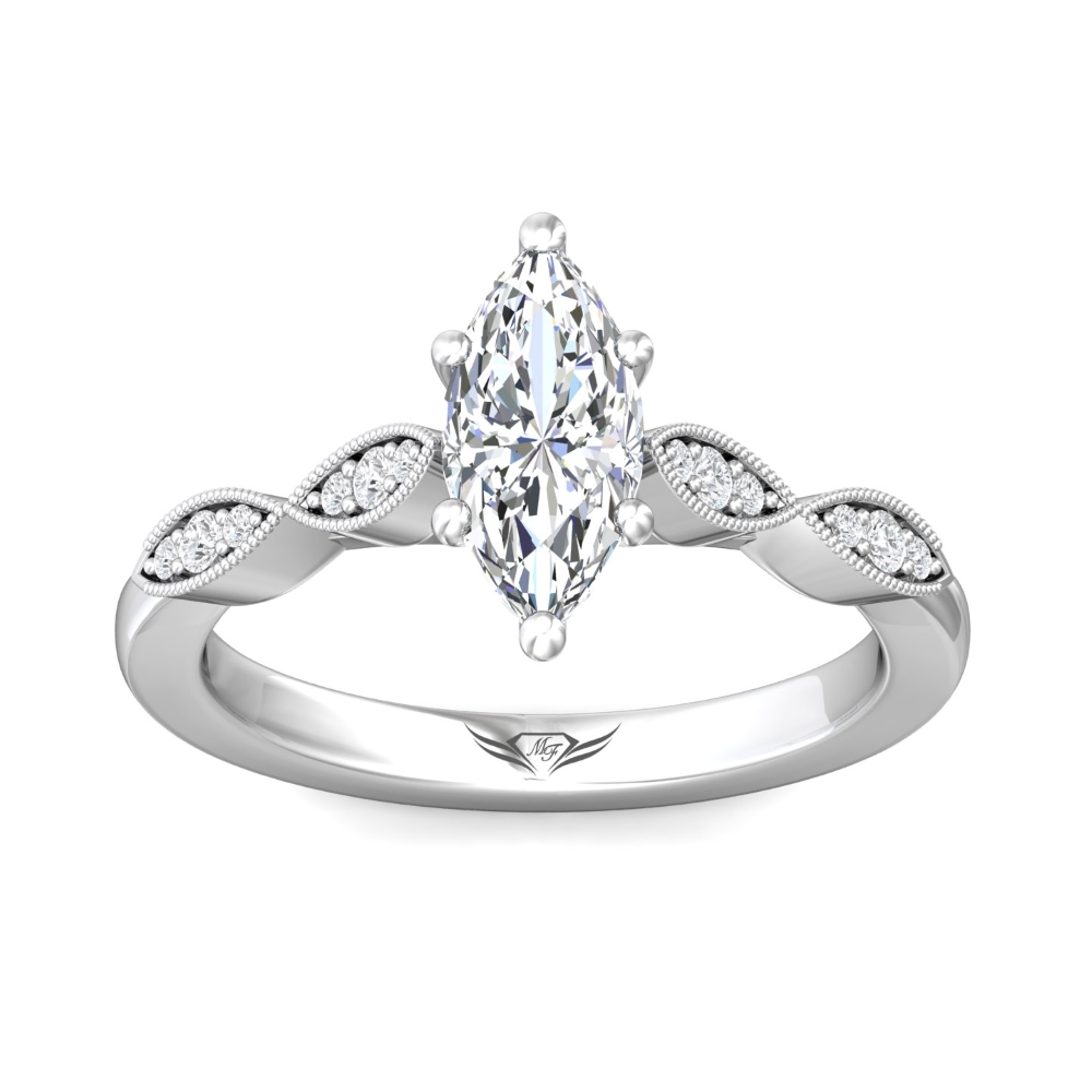 14K White Gold Marquise Diamond Engagement Ring