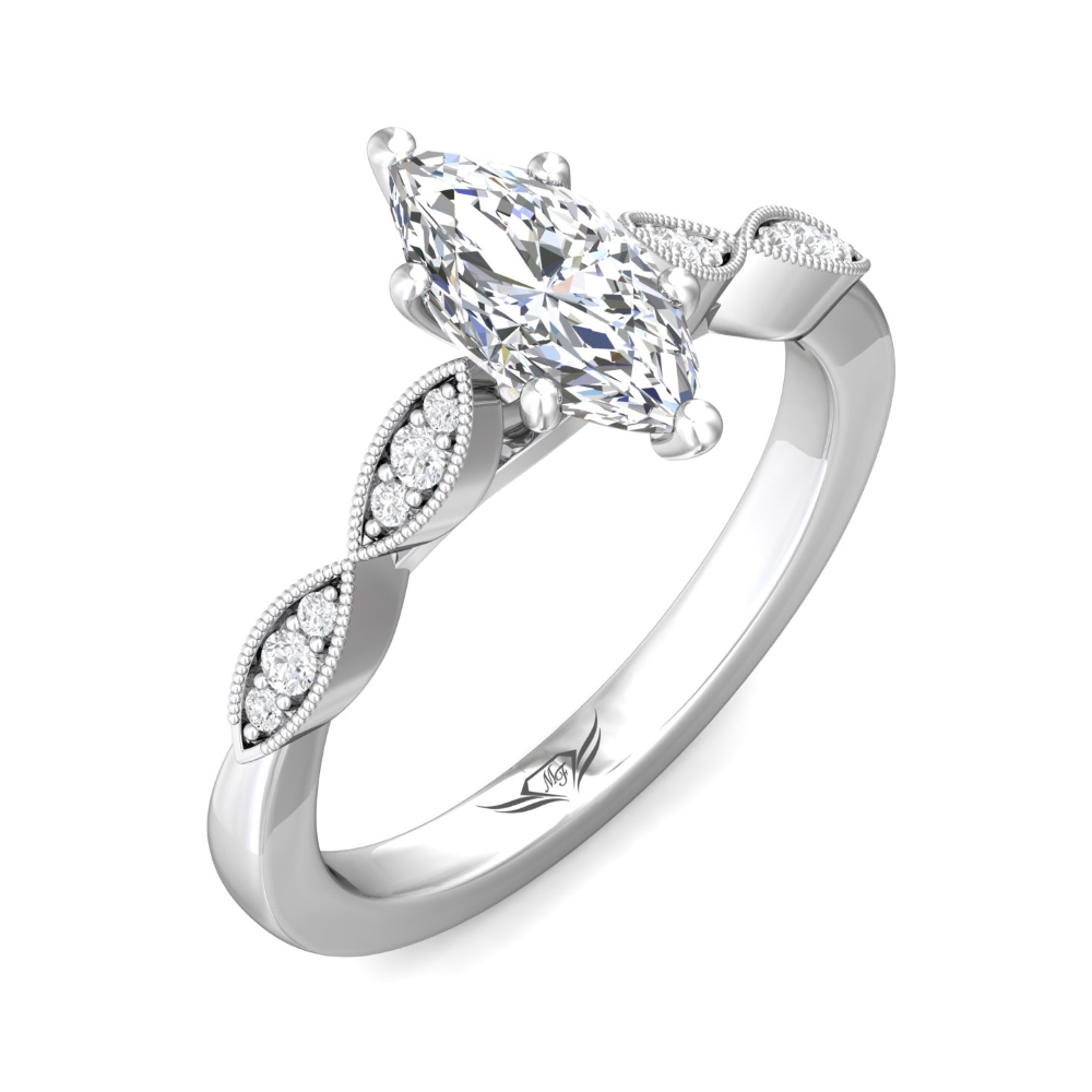 14K White Gold Marquise Diamond Engagement Ring