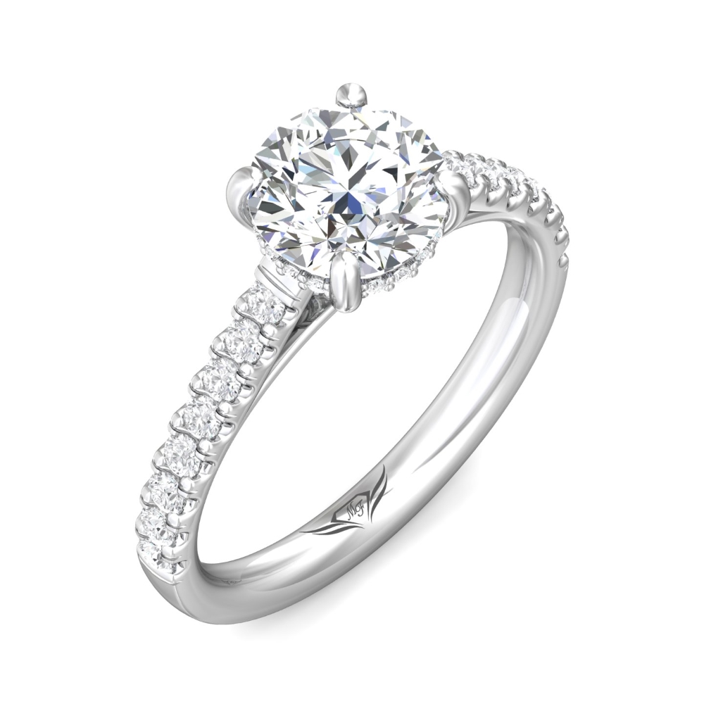 18K White Gold Round Diamond Engagement Ring
