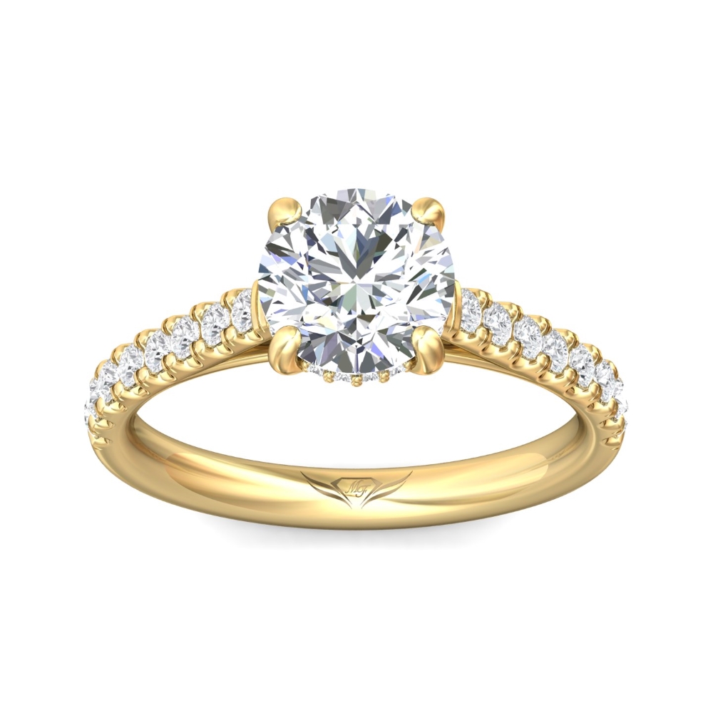 14K Yellow Gold Round Diamond Engagement Ring