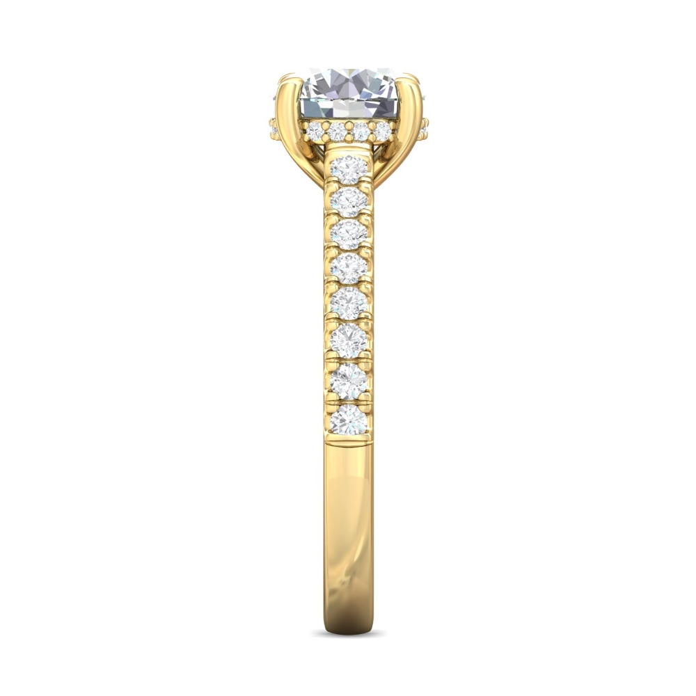 14K Yellow Gold Round Diamond Engagement Ring