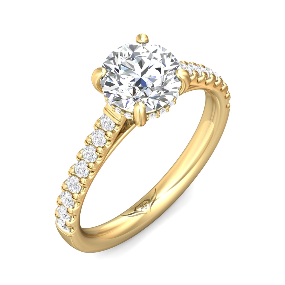 14K Yellow Gold Round Diamond Engagement Ring