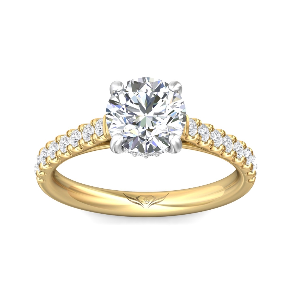 14K Yellow and White Gold Round Diamond Engagement Ring