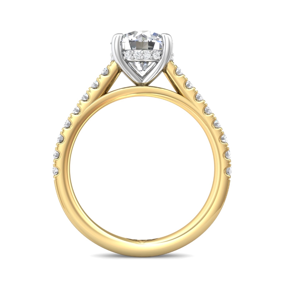 14K Yellow and White Gold Round Diamond Engagement Ring