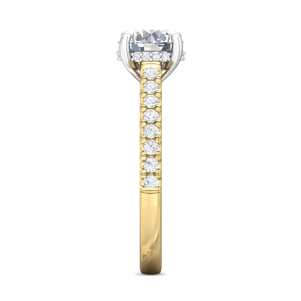 14K Yellow and White Gold Round Diamond Engagement Ring