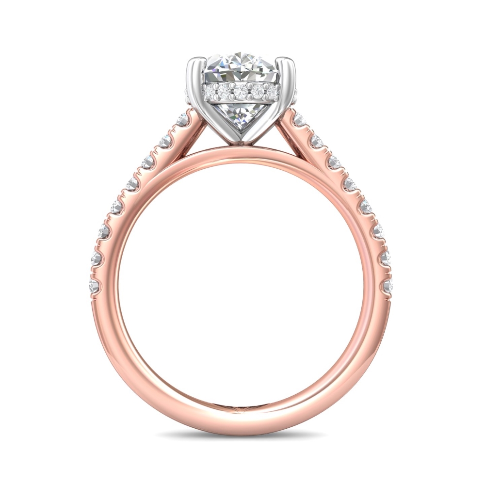 18K Rose and White Gold Oval Diamond Engagement Ring