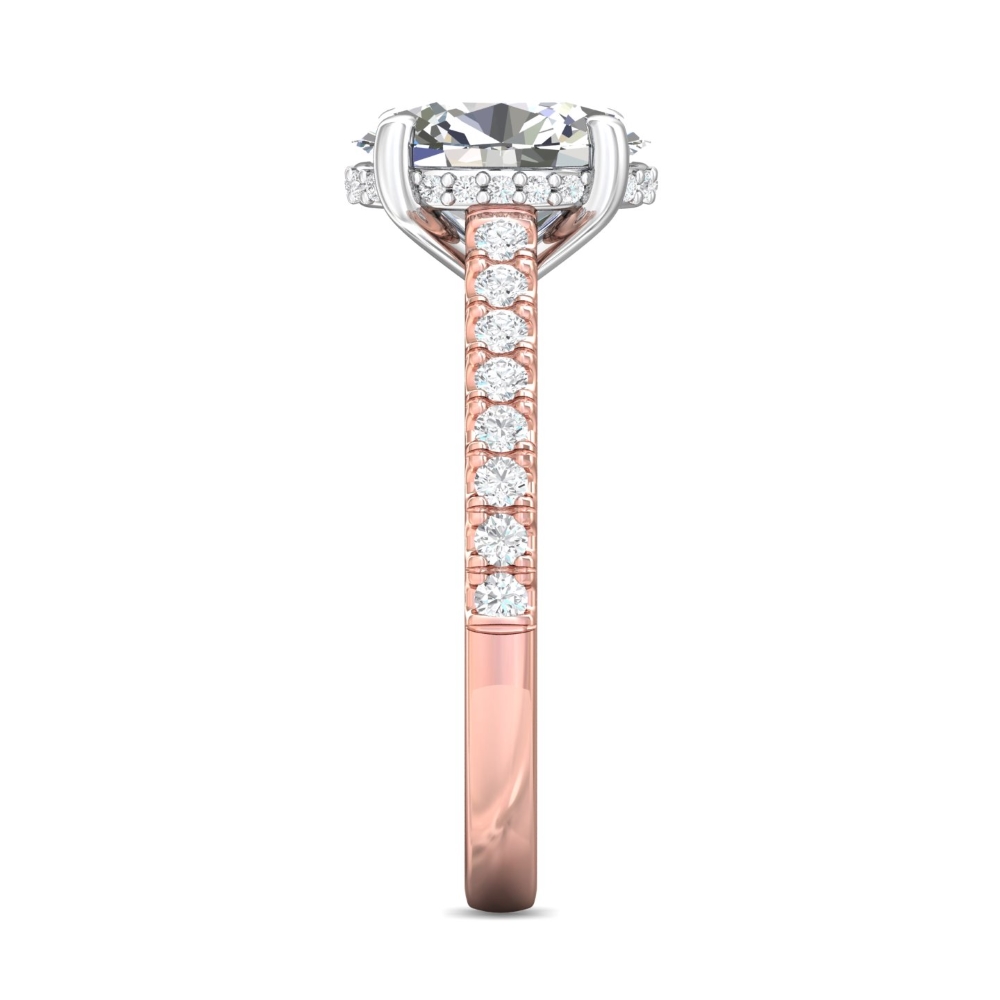 18K Rose and White Gold Oval Diamond Engagement Ring