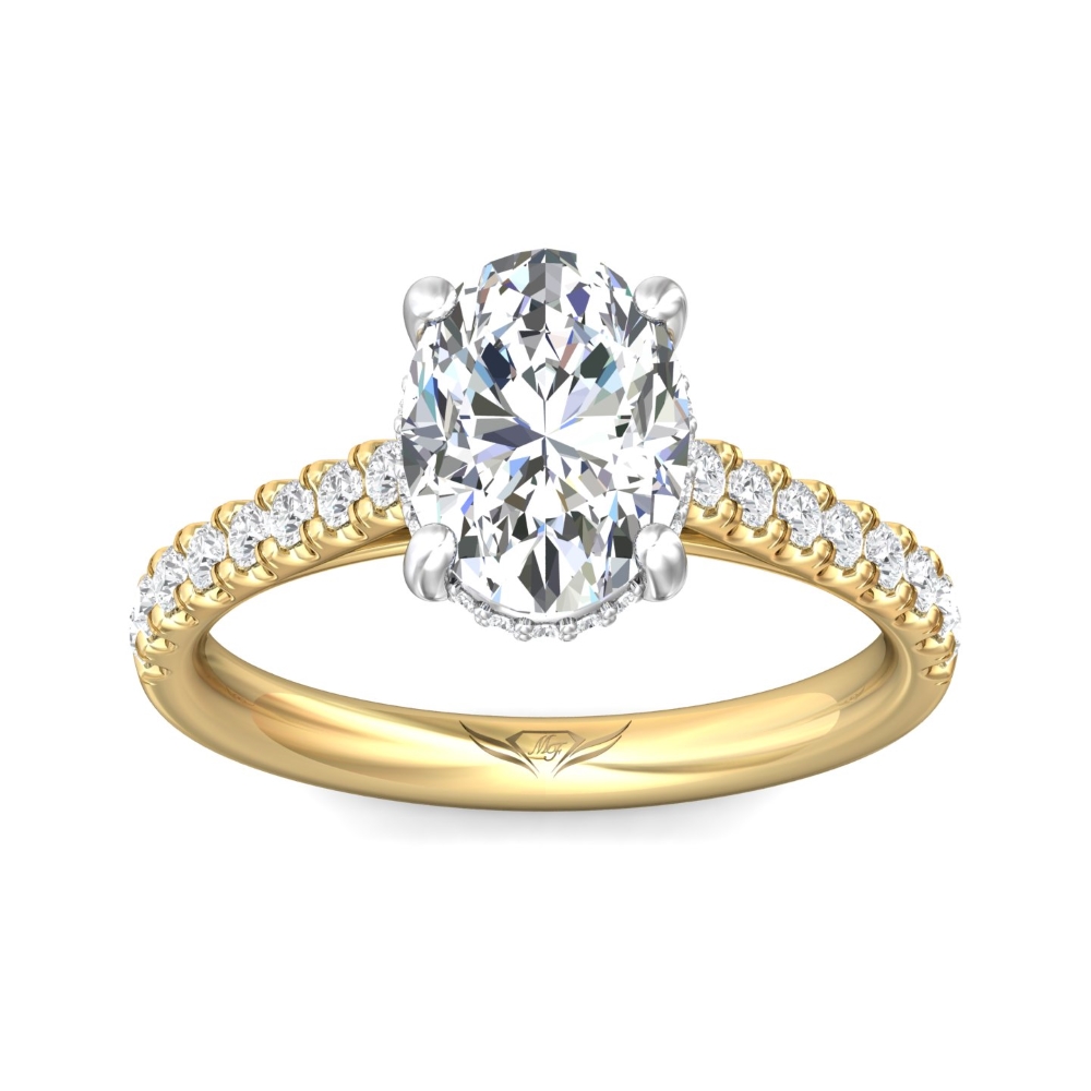 14K Yellow and White Gold Oval Diamond Engagement Ring