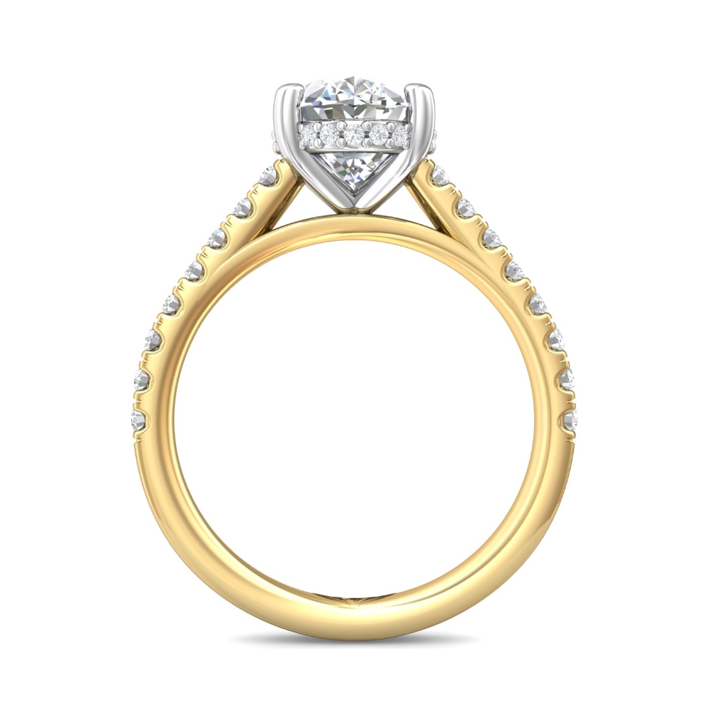 14K Yellow and White Gold Oval Diamond Engagement Ring