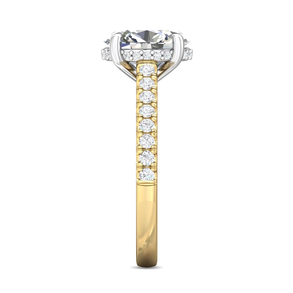 14K Yellow and White Gold Oval Diamond Engagement Ring