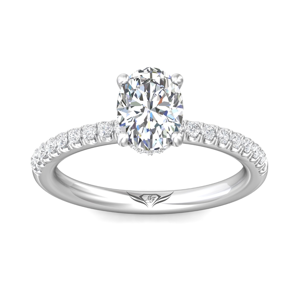 18K White Gold Oval Diamond Engagement Ring