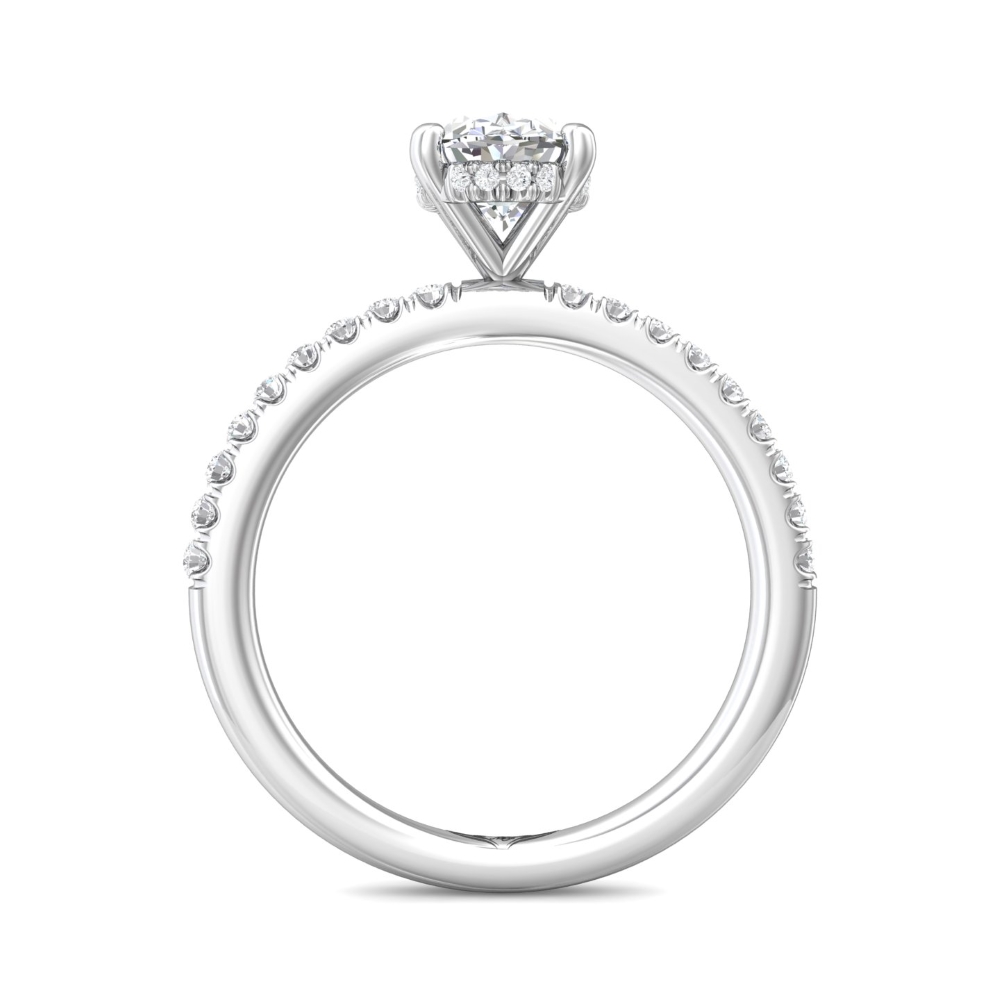 18K White Gold Oval Diamond Engagement Ring