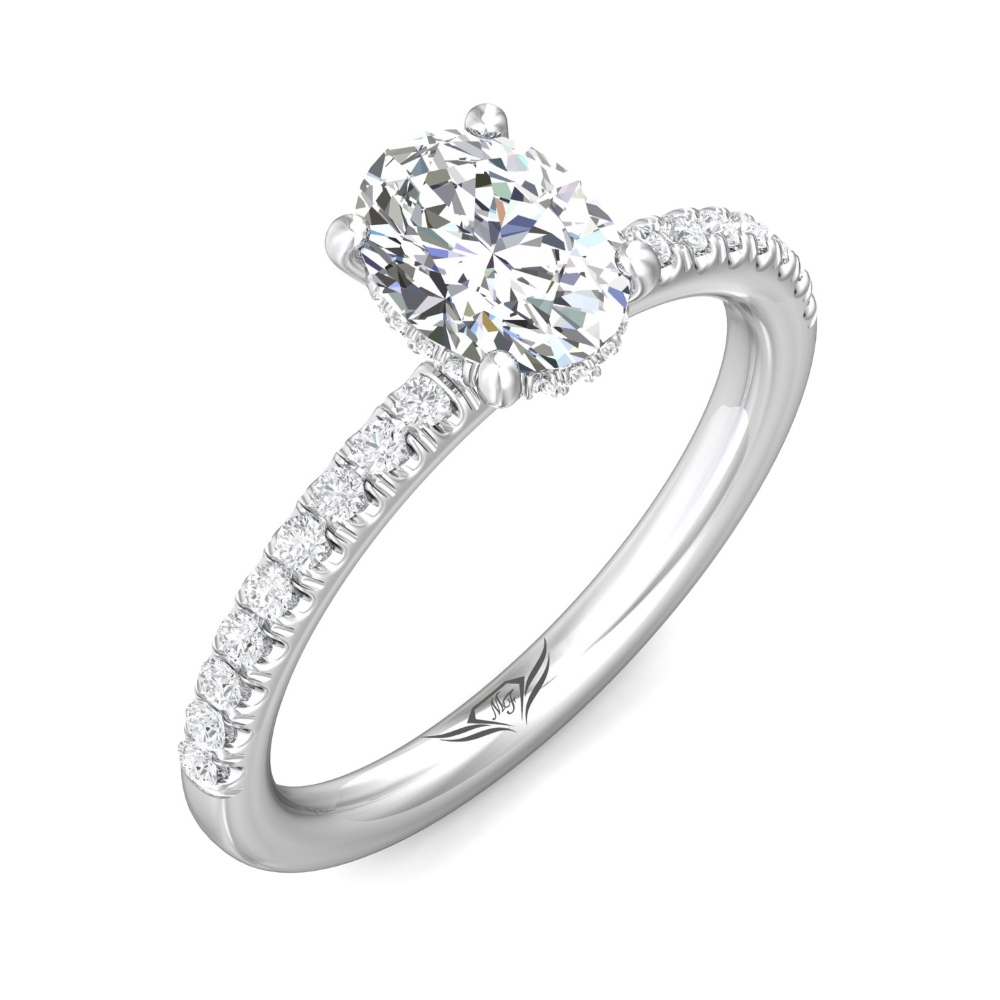 18K White Gold Oval Diamond Engagement Ring