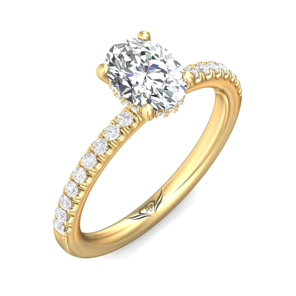 14K Yellow Gold Oval Diamond Engagement Ring