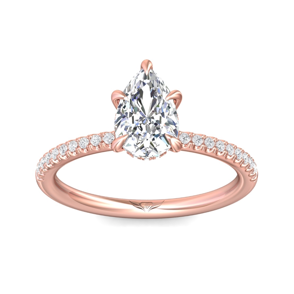 18K Rose Gold Pear Shape Diamond Engagement Ring