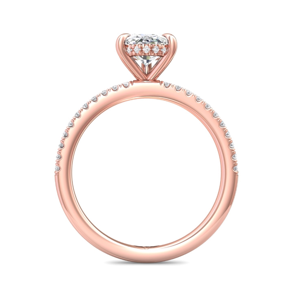 18K Rose Gold Pear Shape Diamond Engagement Ring