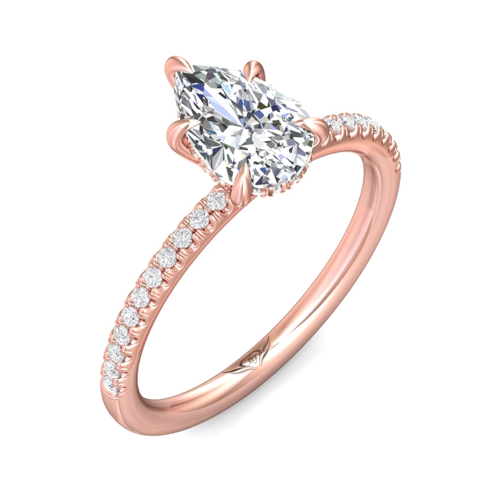 18K Rose Gold Pear Shape Diamond Engagement Ring