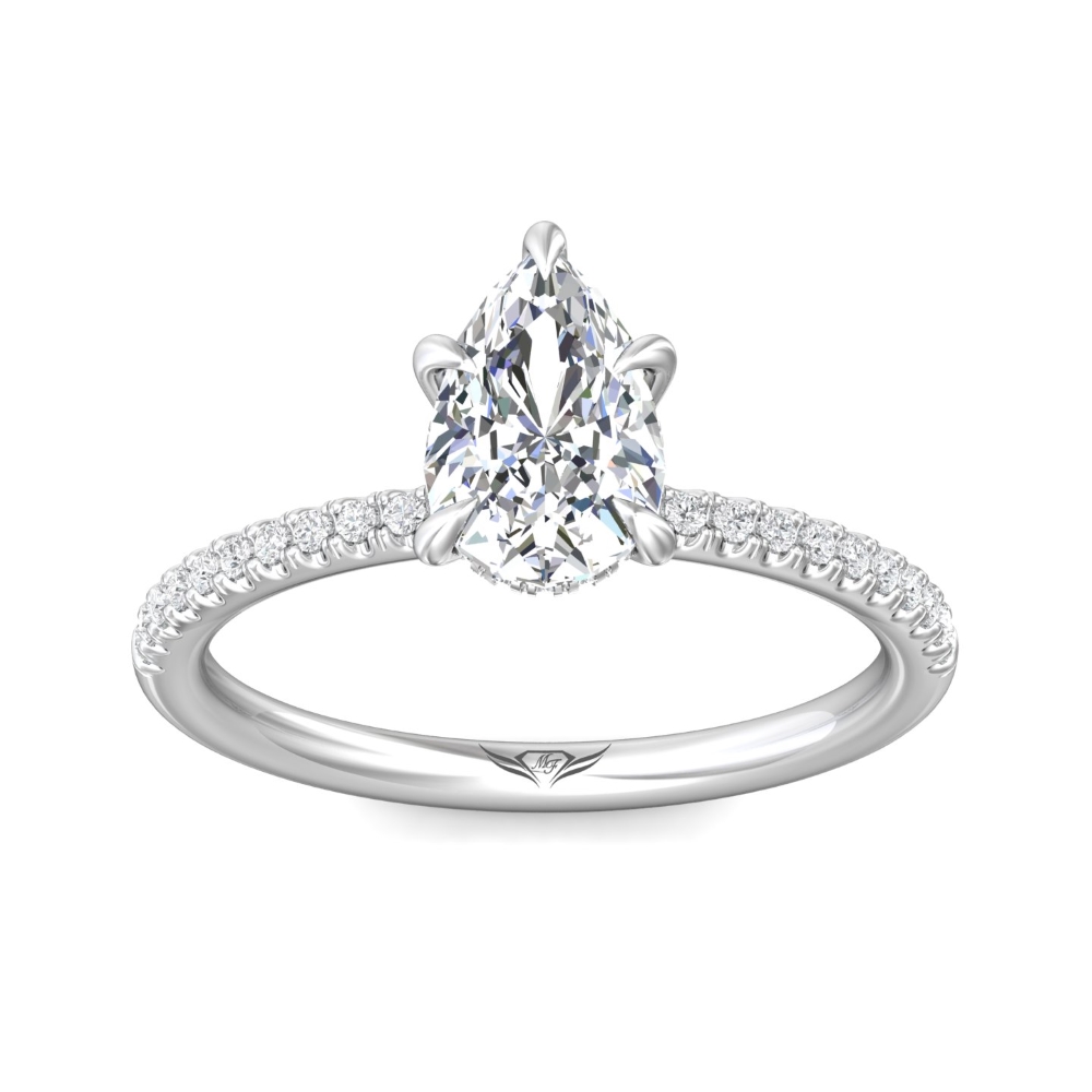 14K White Gold Pear Shape Diamond Engagement Ring