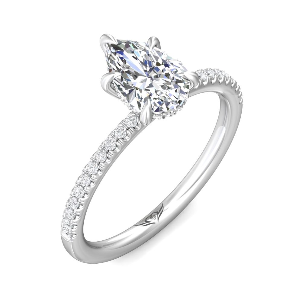 14K White Gold Pear Shape Diamond Engagement Ring