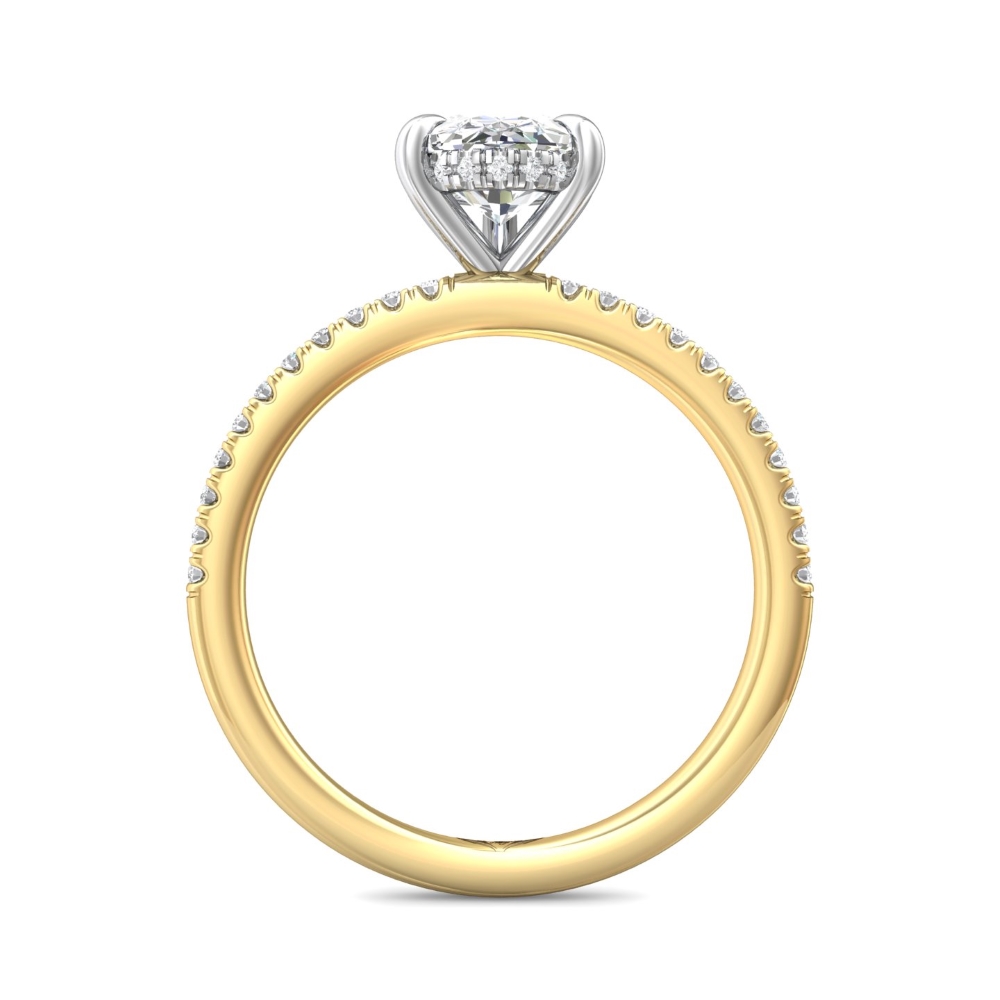 14K Yellow and White Gold Pear Shape Diamond Engagement Ring