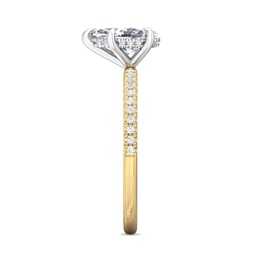 14K Yellow and White Gold Pear Shape Diamond Engagement Ring