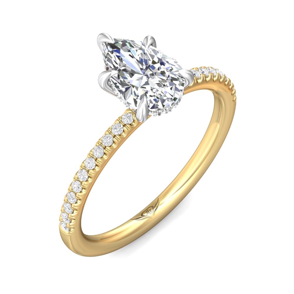 14K Yellow and White Gold Pear Shape Diamond Engagement Ring