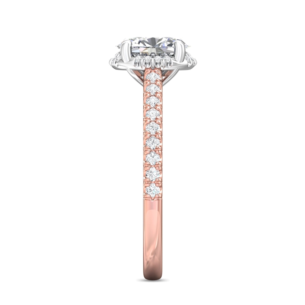14K Rose and White Gold Oval Diamond Engagement Ring