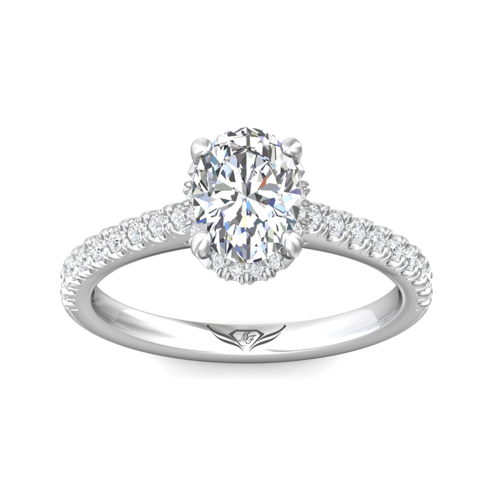 14K White Gold Oval Diamond Engagement Ring