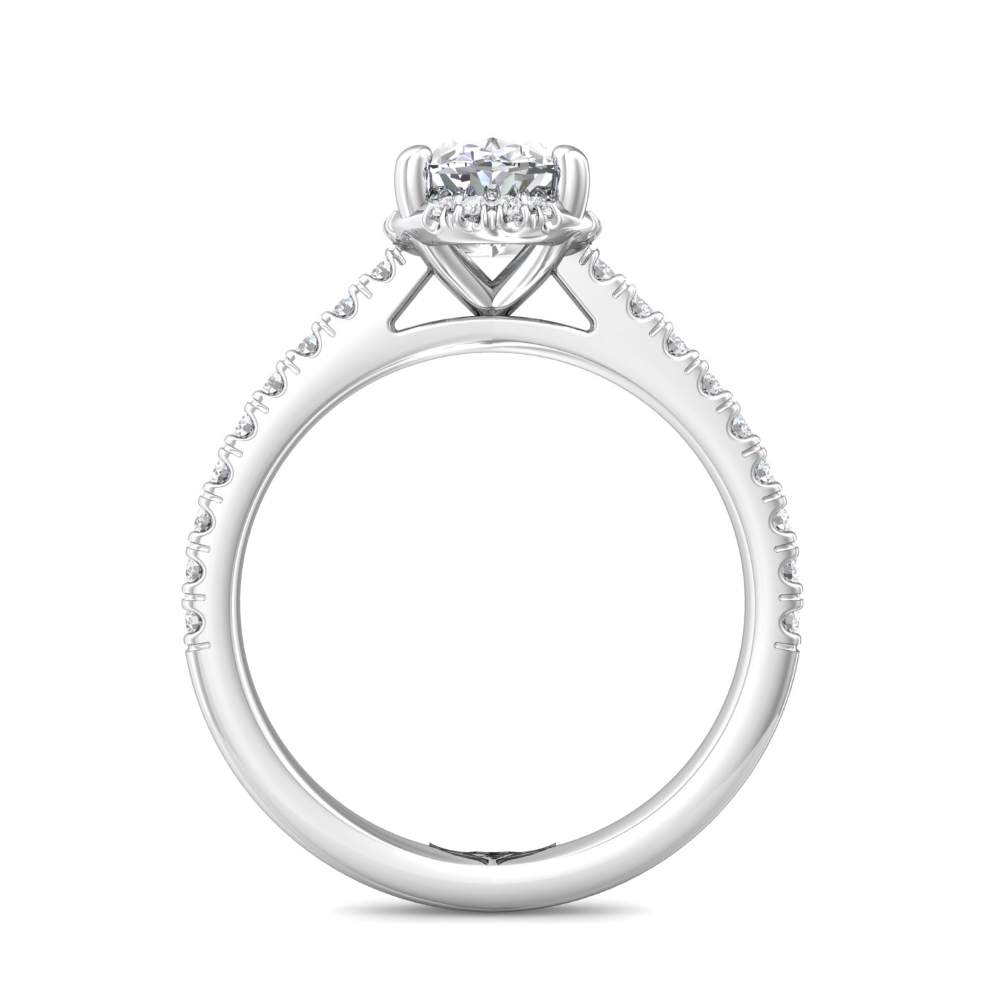 14K White Gold Oval Diamond Engagement Ring