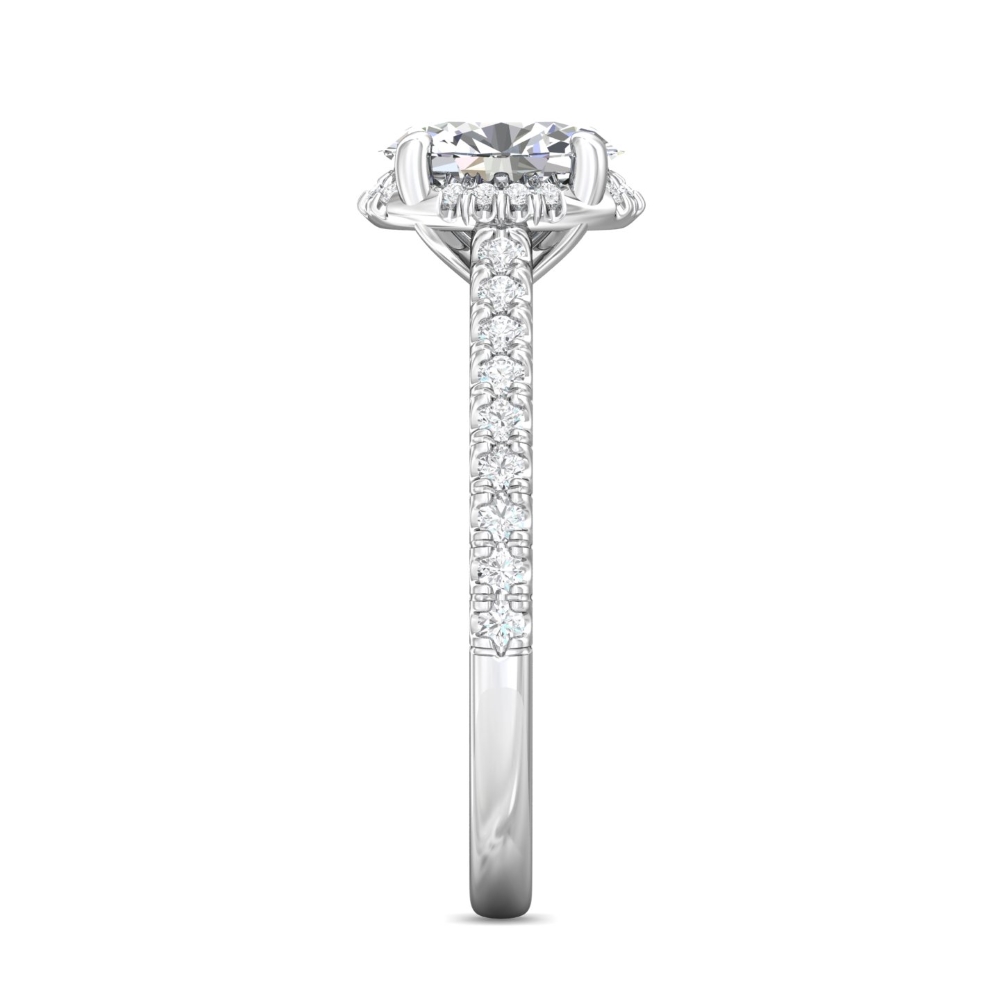 14K White Gold Oval Diamond Engagement Ring