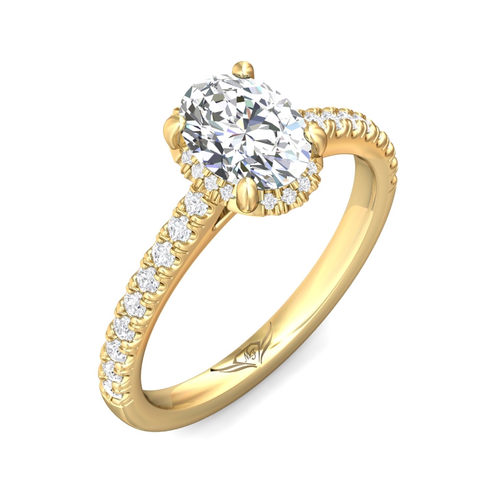 18K Yellow Gold Oval Diamond Engagement Ring